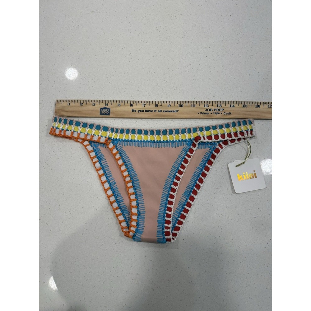 Kiini  Luna Brief Bikini Bottom Nude MulticolorHandmade  Crochet Swimwear Beach